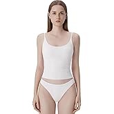 SUUKSESS Women Padded Scoop Neck Tank Tops Double Line Going Out Basic Camisole Top