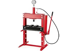 GARVEETECH 10 Ton Hydraulic Press, Heavy-Duty Adjustable H-Frame Garage Floor Shop Press with Stamping Plates to Straighten Bend or Press Parts, for Straightening/Automotive Repair/Garage Use
