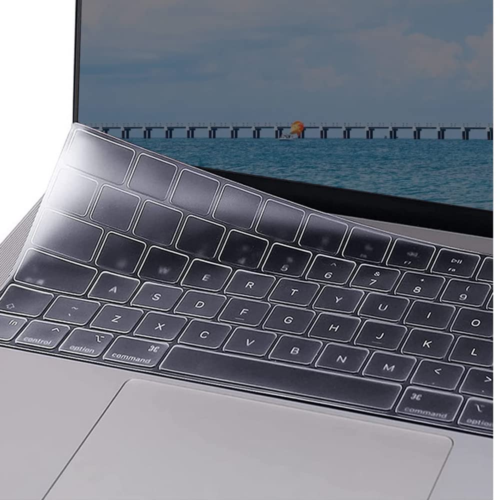 SDTEK Keyboard Protector Compatible with MacBook Pro 14/16 inch 2021 / Air M2 2022 (A2442, A2485, A2681), Clear Skin Silicone Cover Clear Film (Europe/UK)
