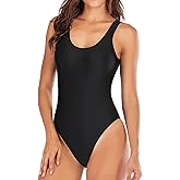Leoparts Women's Retro 80s/90s High Cut Low Back One Piece Swimsuits Bathing Suits