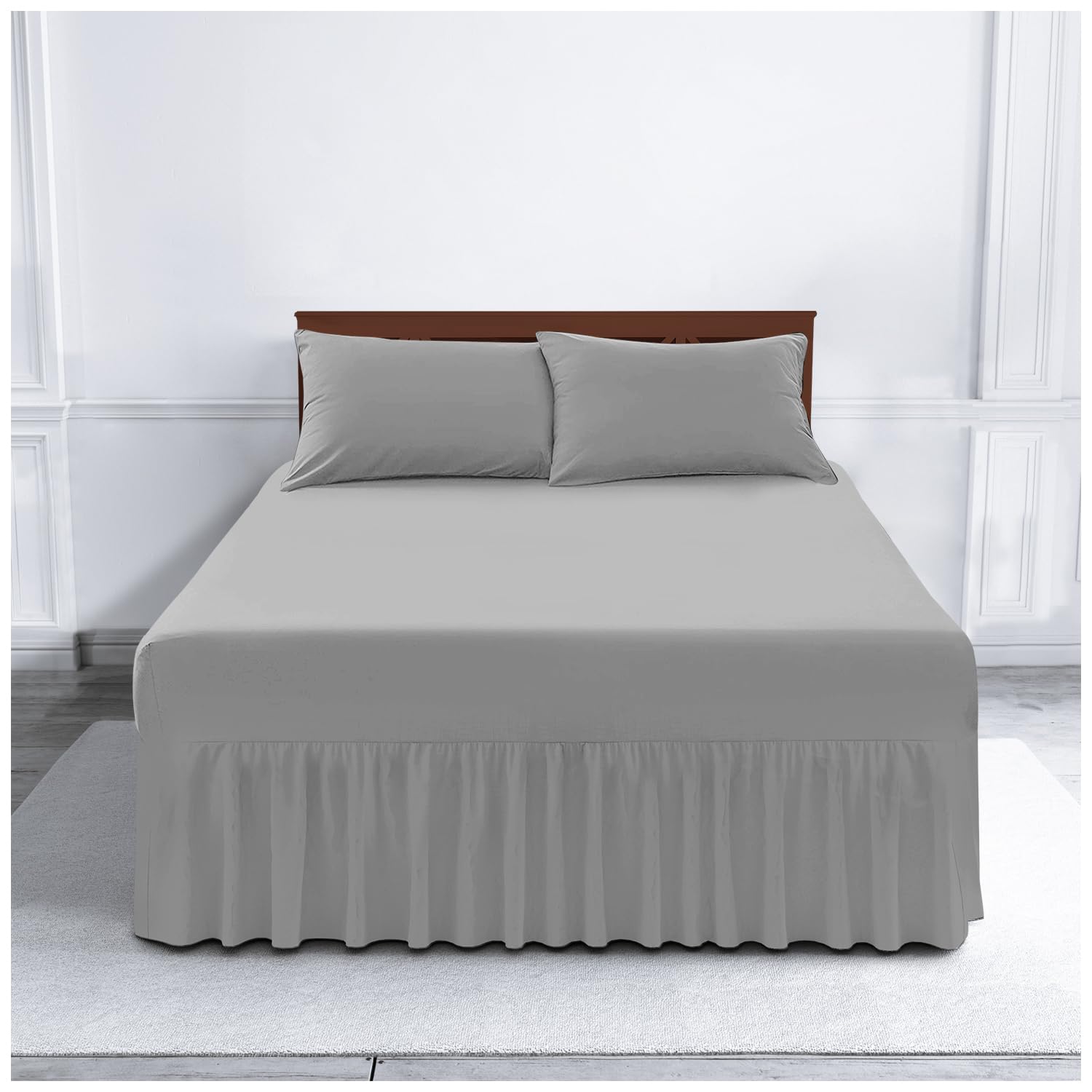 Gaveno Cavailia Luxury Non-Iron PERCALE VALANCE Sheet, Poly-Cotton, Silver , Single — image 1