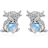 Highland Cow Earrings for Women 925 Sterling Silver Scottish Hyland Cow Studs Hypoallergenic Highland Cow Jewelry Birthday Gifts for Women Mother Wife Girlfriend