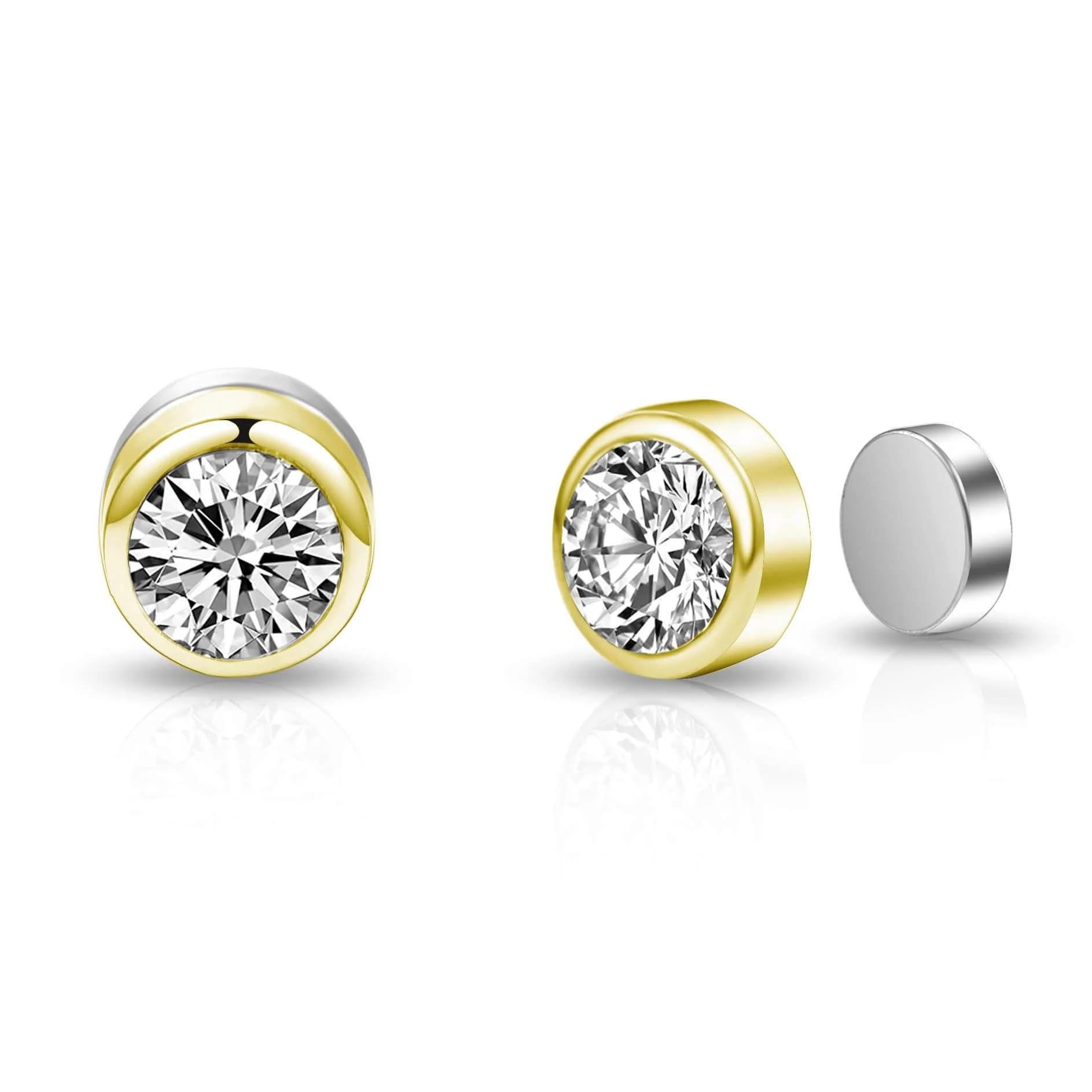 Philip Jones 18k Gold Plated 6mm Magnetic Clip On Earrings Created with Zircondia® Crystals