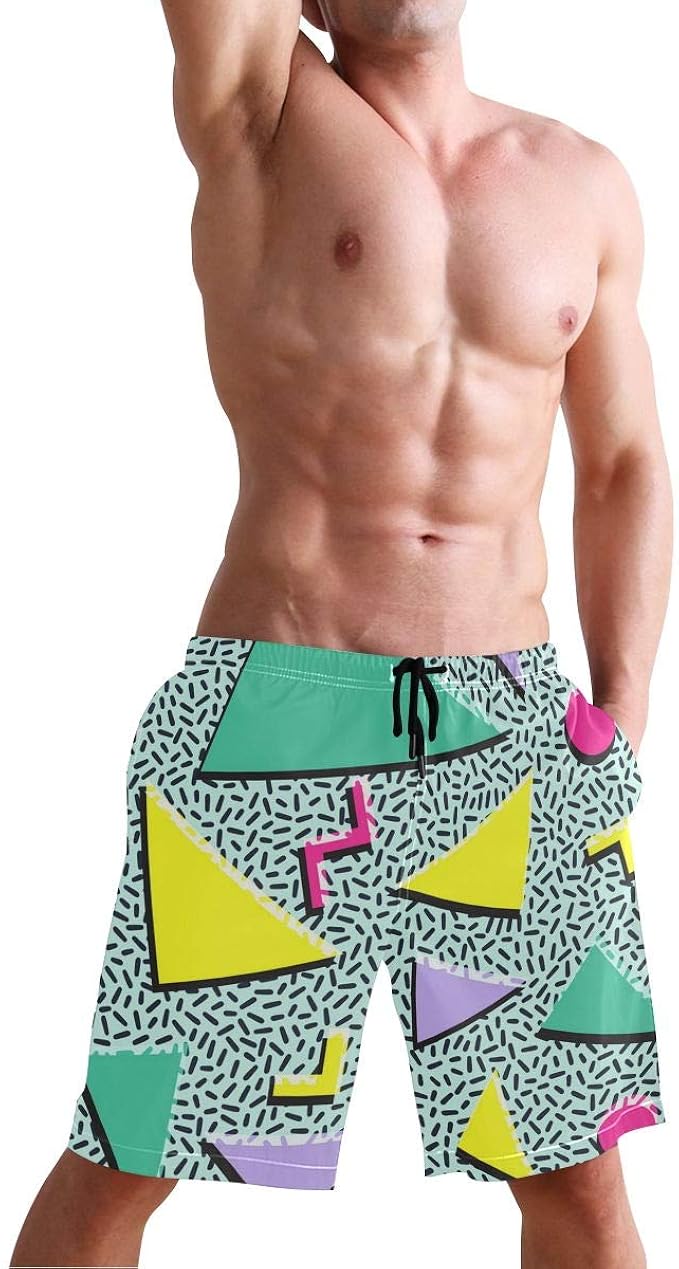 80s style swim trunks