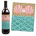 Let's Be Mermaids - Baby Shower or Birthday Party Decorations for Women and Men - Wine Bottle Label Stickers - Set of 4