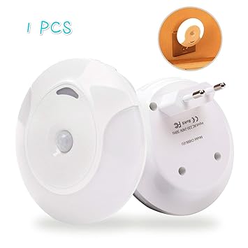 1 Pcs LED Nachtlicht Steckdose mit Bewegungsmelder und Dämmerungssensor Energiesparend Steckdosenlicht PIR Sensorleuchte für 