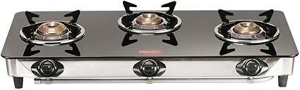 Pigeon Blaze Blackline Glass 3 Burner Cooktop, Black