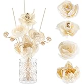 Daifunli 11 Pcs Flower Reed Diffuser Set Include Sola Flowers Diffuser Sticks with 5oz Empty Design Bottles Fragrance Rice Paper Natural Flower for Bedroom Office Bathroom Shelf Decor Gift(Classic)
