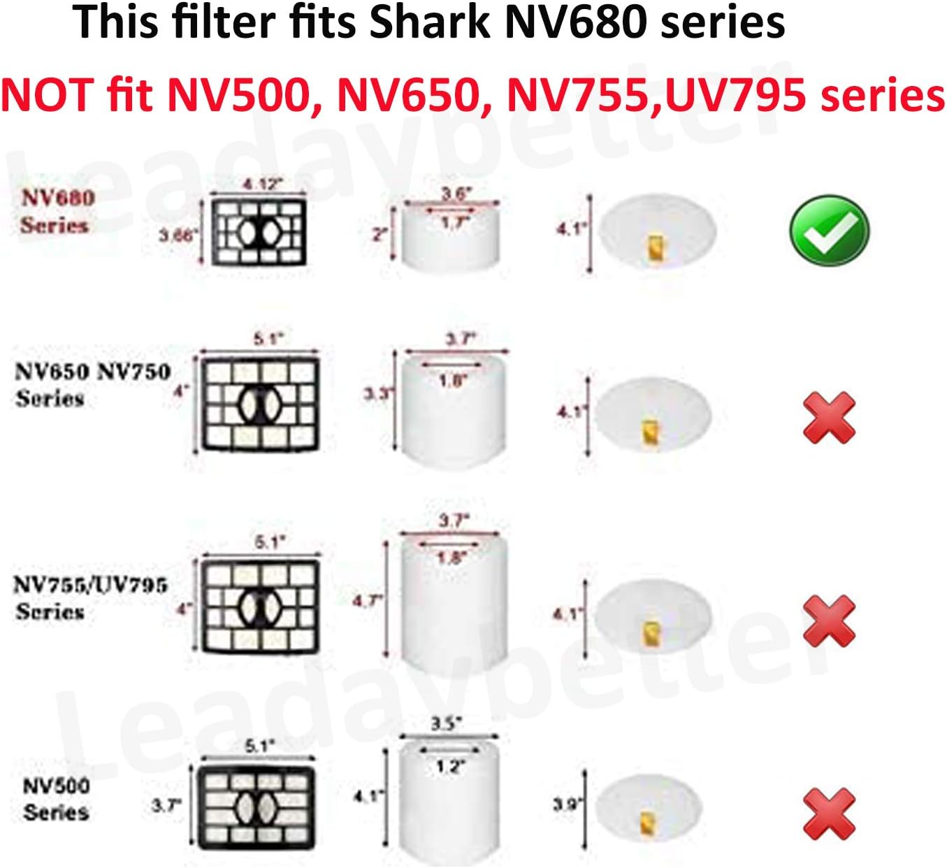 Leadaybetter NV801ukt filter for Shark Rotator Powered Lift Away Speed Vacuum NZ801ukt NV680, NV681, NV682, NV683 - Image 4