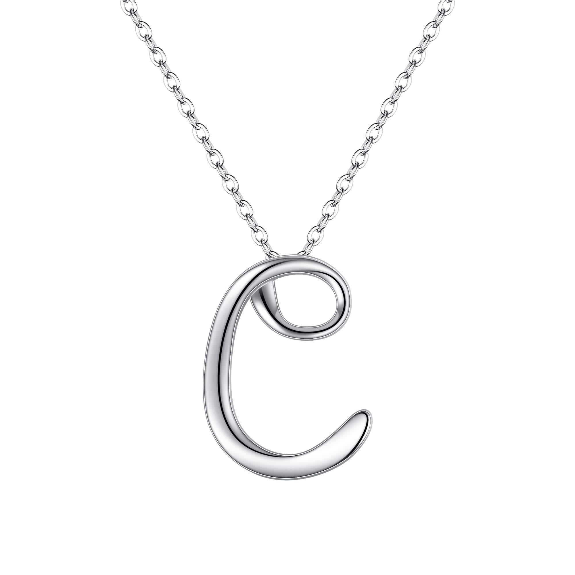 Ever Faith Initial C Necklace 925 Sterling Silver Alphabet Letter Pendant Necklace Personalized Jewelry Gift for Women