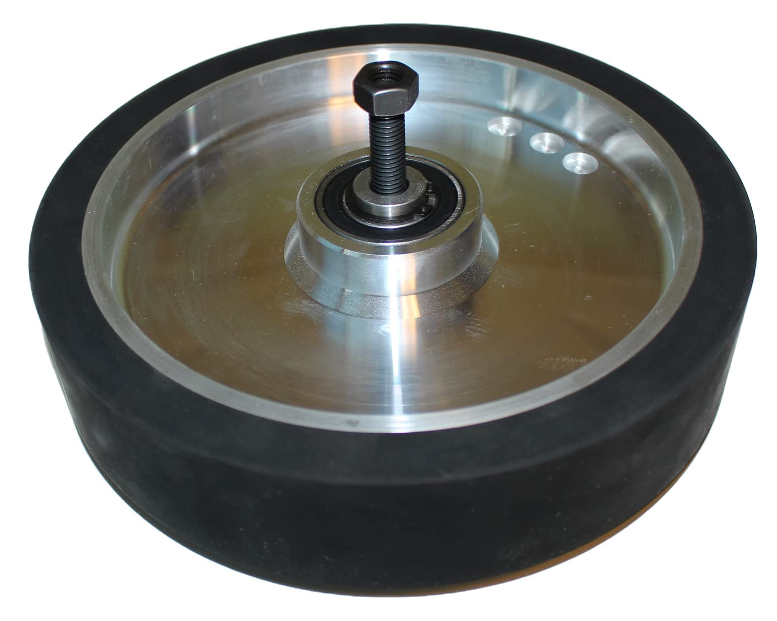250 x 50 mm rubber contact wheel belt sander smooth surface aluminium core - with 12 mm shaft - ready for assembly