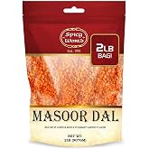 Masoor Dal 2 Pound Bag (32 oz) - Red Lentils Split - All Natural By Spicy World