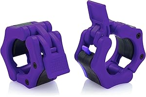 AbraFit 2” Olympic Barbell Clamps - Solid ABS Locking Barbell Collars with Quick Release - for Professional Training Strong Lifts and Olympic Training- Set of 2 (Purple)