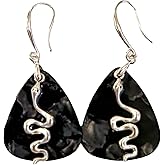 7Dots Art. Snake Earrings - Black Drop Earrings with Silver Serpent – Edgy Jewelry for Women - 925 Silver Plated Ear Hooks
