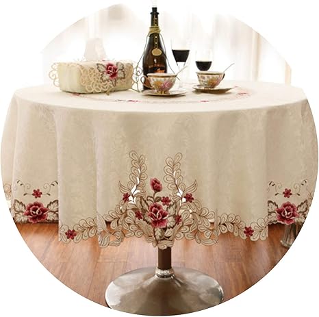Amazon ラウンドカットワーク 手作り刺繍テーブルクロス 高級ジャカード刺繍 花柄テーブルクロス ダイニング ウェディング装飾 Round 175cm Sb 122 テーブルクロス オンライン通販