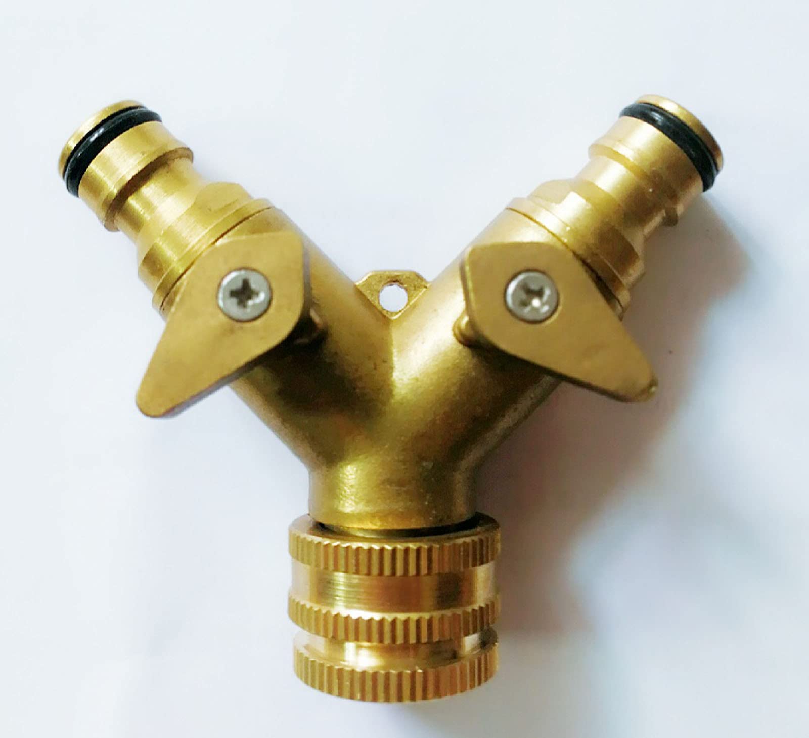 DH-Link Brass Garden Hose Pipe Tap Adaptor Twin Hose Pipe Connector Dual Splitter
