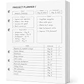 Fynora Project Planner Inserts, A5 6-Hole Project Planning Refill Pages, 100 Sheets / 200 Pages, Double-Sided Goal, Milestone, Task &amp; Deadline Tracker for A5 Binders