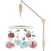 The Peanutshell Crib Mobile for Girls - Wooden Musical Baby Crib Mobile with 12 Lullabies, Wildflower Baby Floral Nursery Decor