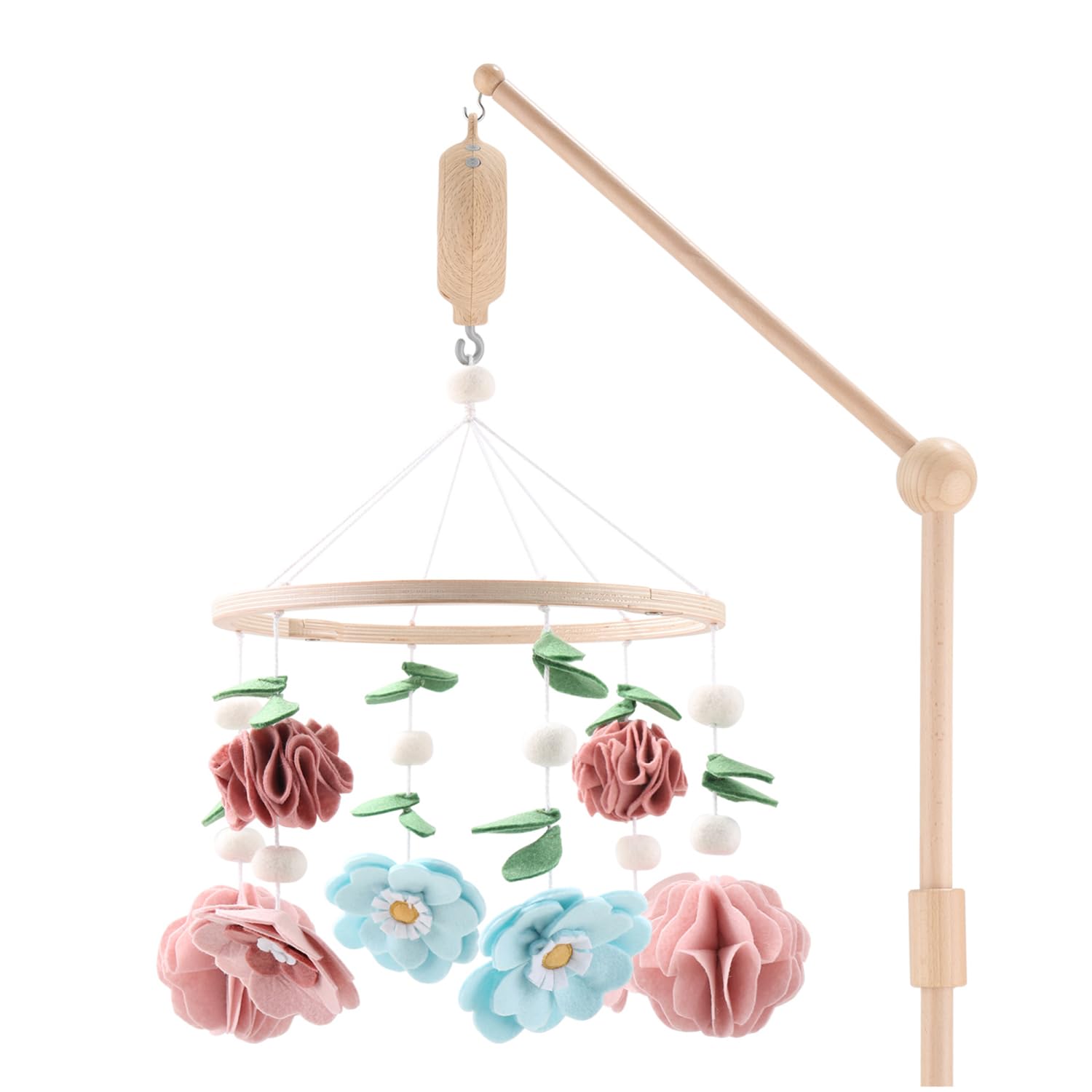 Photo 1 of The Peanutshell Crib Mobile for Girls - Wooden Musical Baby Crib Mobile with 12 Lullabies, Wildflower Baby Floral Nursery Decor