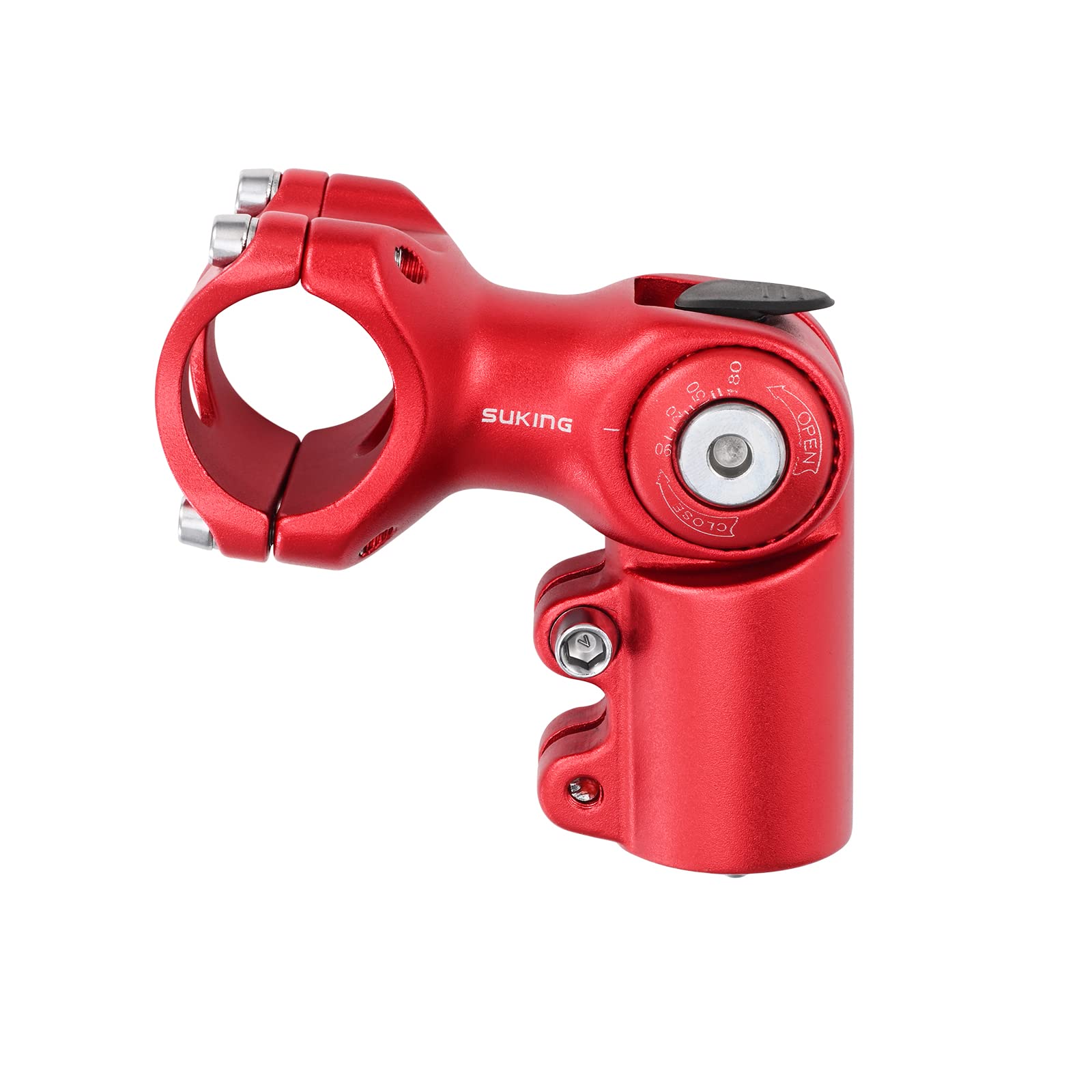 CYSKY 31.8 Stem 60mm 80mm 93mm Adjustable 0-90 Degree MTB Stem Mountain Bike Stem Riser Bicycle Handlebar Stem for Mountain Bike Road Bike BMX City Cycling (Red, 60mm)