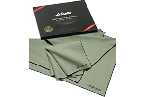 Libretto Microfiber Polish Cloth for Musical Instrument, 3 Sizes in 1 Pack, Trumpet and Brass Cleaning Product, Green, Lint-F