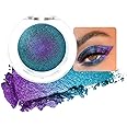 evpct Teal Blue Purple Glitter Eyeshadow Makeup Palette, Duochrome Chameleon chromatic Duo Chrome Multichrome Shimmer Metallic Gothic festival Single Eye shadow Palette Makeup for Older Women