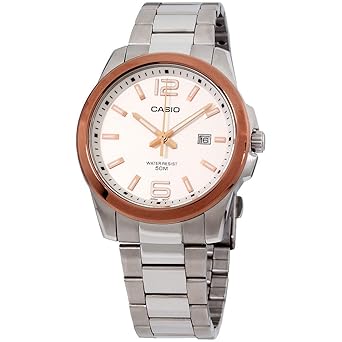 casio enticer analog white dial men's watch