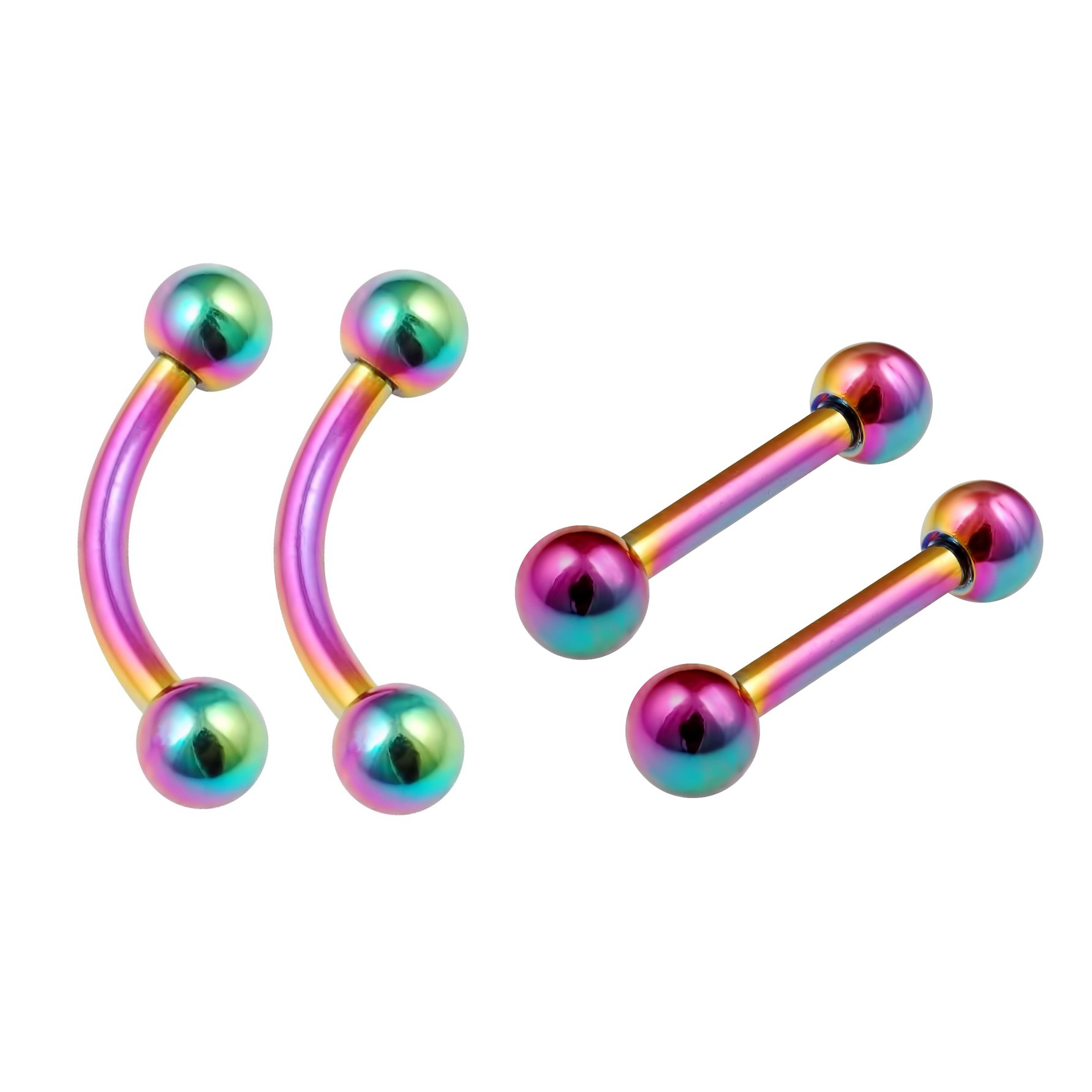 4pc 16g 1.2mm Rainbow Dahlia Rim Pinna Rook Lobe Barbell Bar Piercing Cartilage Bar Earrings for Women Men 8mm