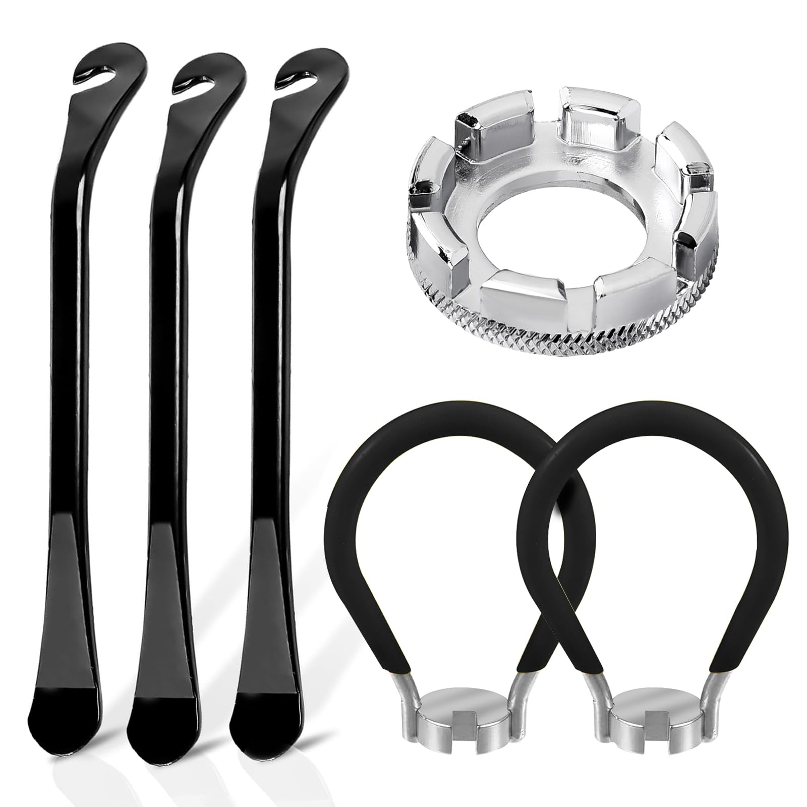 ZUYIST 6PCS Bike Spoke Wrench Kit and Bike Tire Lever, Portable Forged Steel Spoke Key Stainless Steels Tyre Levers Portable Bike Tire Rim Repair Tools for Bike Wheel Maintenance And Adjustment