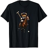 Cool Teddy Bear Playing Horse Polo Game Illustration Graphic T-Shirt