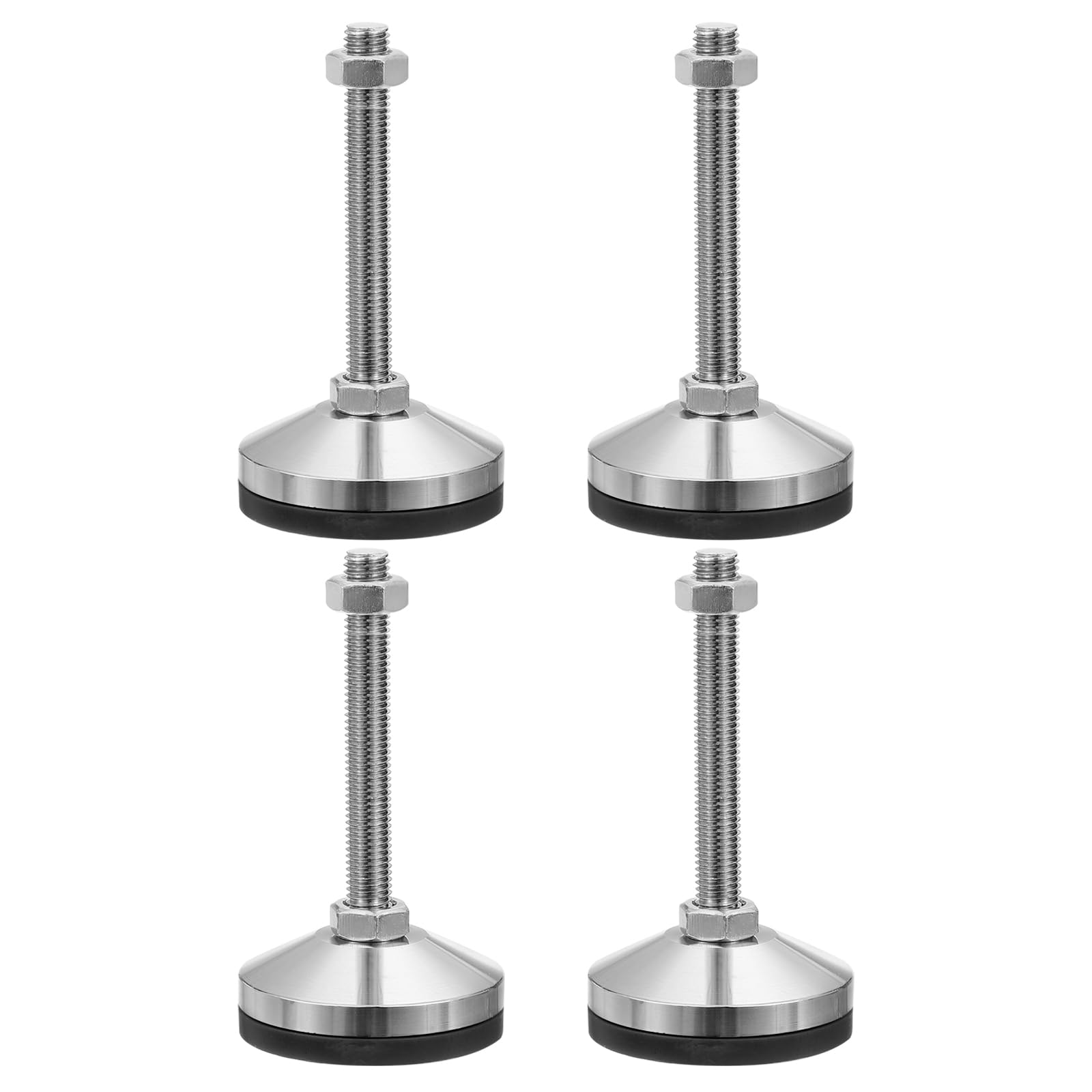 PATIKIL Furniture Leveling Feet 3.2" Dia Base M12 Thread, 4Pcs Carbon Steel Adjustable Threaded Furniture Levelers Screw on Leg Leveler with Pads for Desk Chair Cabinet,Black