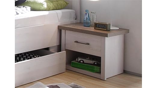 title=AVANTI TRENDSTORE- LUCA- Comodino in imitazione di pino bianco, ca.45x45x40cm