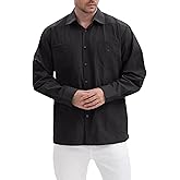 HOLCADA Men's Long Sleeve Guayabera Shirt Cuban Cotton Snap Button Shirt with Casual Wear