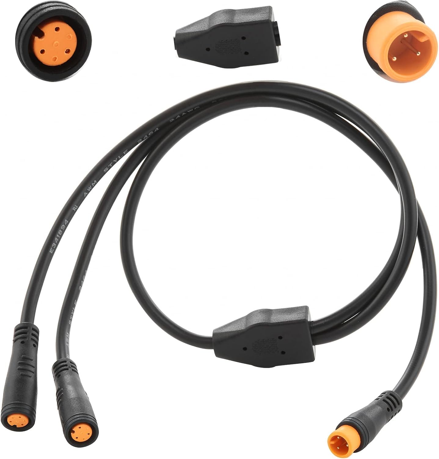 Photo 1 of Y-Split Extension Cable 1T2 Wire 3pin with Waterproof Connector for Ebike Light, Gear Sensor and Brake in Ebike Conversion Kit ?2PCS?24“ in Length, 2 Female to 1 Male?