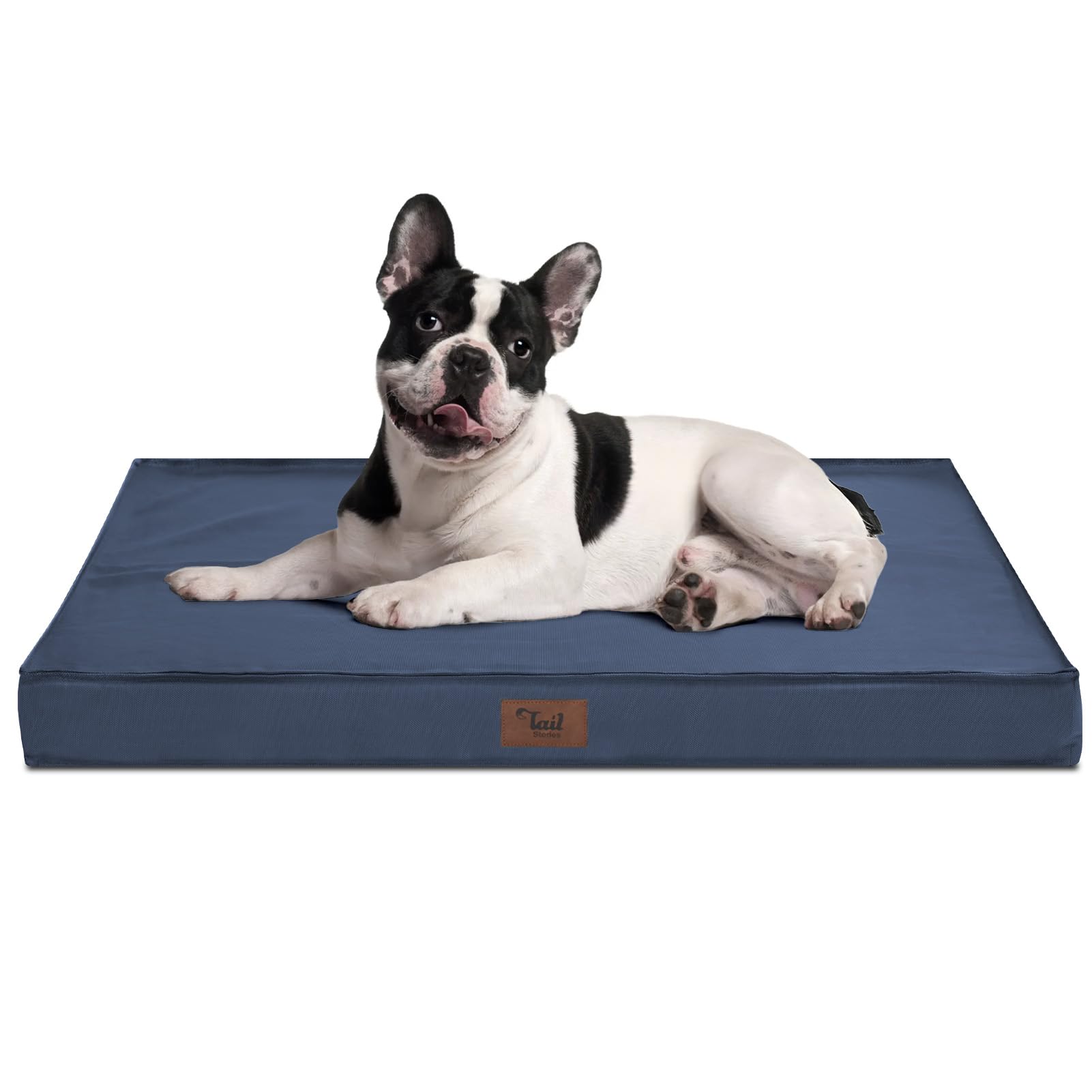 Photo 1 of Tail Stories Outdoor Waterproof Dog Bed, Dog Bed for Medium Dogs, Orthopedic Egg Foam Pet Bed with Washable and Removable Oxford Cooling Cover, Navy