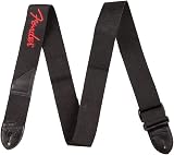 Fender Guitar Strap Polyester Webbing Red Logo Adjustable 33-53 Black