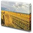Canvas Prints Wall Art - Windmill on The Field in Summer | Modern Wall Decor/Home Art Stretched Gallery Canvas Wraps Giclee Print & Ready to Hang - 24" x 36"