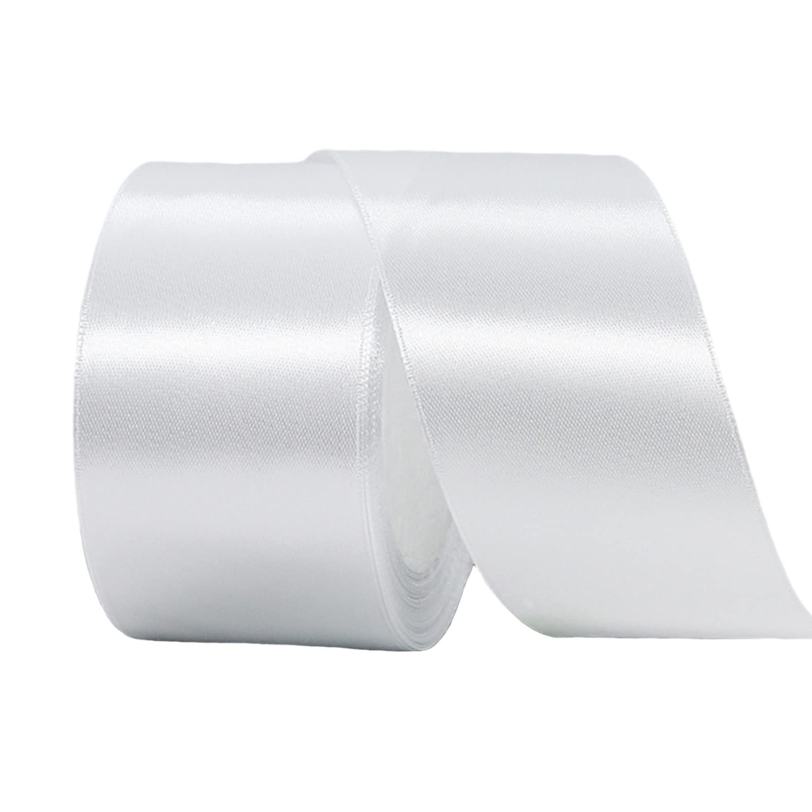 ATBEAMEN Thick White Ribbon 50mm for Gift Wrapping 22M, Double Sided 50mm Wide White Satin Ribbon for Crafting Cake Ribbon,Hair Bow Ribbon,Bouquets,Christmas Decoration Ribbon,Wedding Car Ribbon