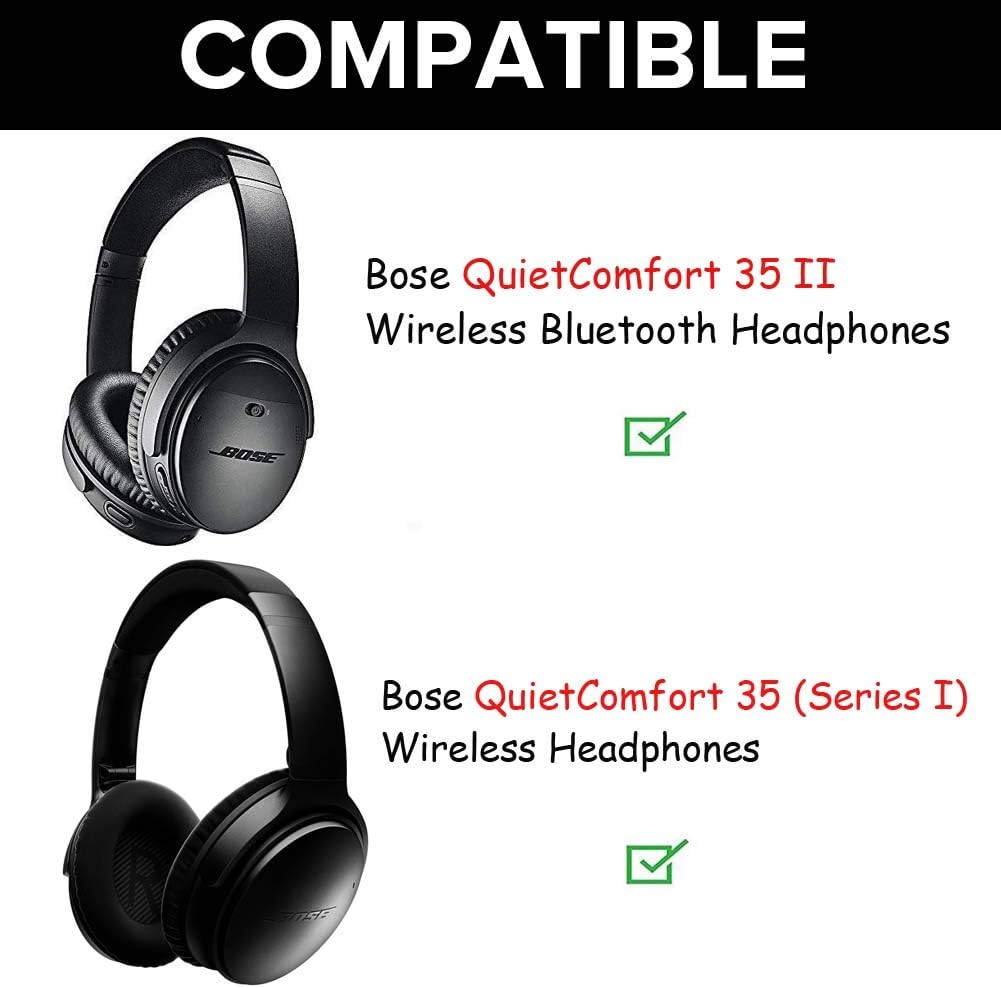 QC35 Replacement Ear Pads Quietcomfort 35 Headphones Ear Cushion Kit Cups Parts Compatible with Bose QuietComfort 35 QC35, QuietComfort 35 II QC35 II Over-ear Headphones (Black) - Image 3