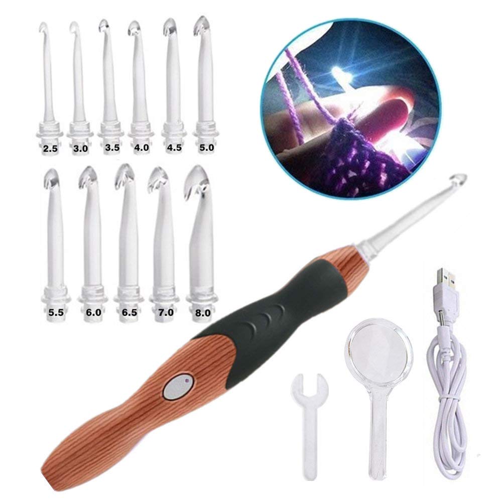 11 Sizes Light Up Crochet Hooks Set Lighted Crochet Hooks With Case
