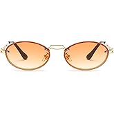 FEISEDY Retro Oval Sunglasses for Women Men Trendy Sun Glasses Classic Metal Shades UV400 Protection B0245