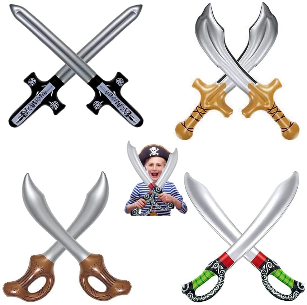 Pack of 8 Inflatable Pirate Sables, Pirate Sword, Inflatable Pirate Sword Stick Balloons, Very Suitable for Pirate Role Games, Theme Party Decorations
