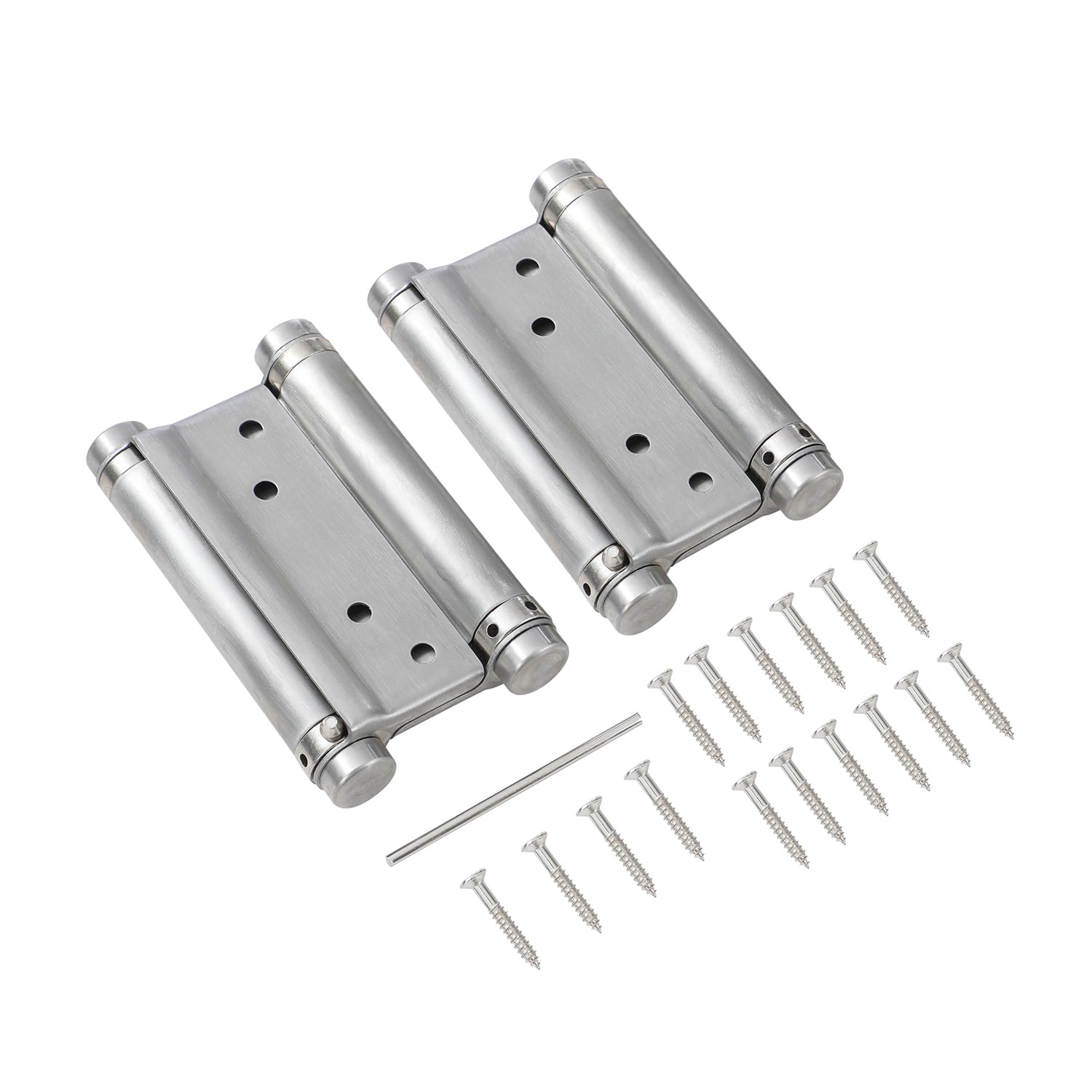 KATSU Double Action Spring Hinges 4" 100mm, 1 Pair with Screws Stainless Steel Dual Swinging Door Hinges for Saloon Cafe Kitchen Internal and External Doors 54611040
