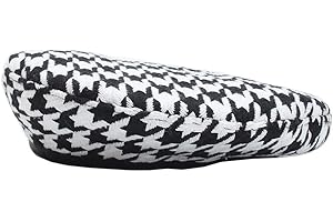 Qiabao Women's Luxury Houndstooth Pattern Beret Beanie Hat