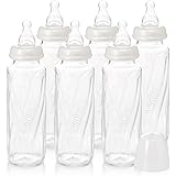 Evenflo Feeding Glass Premium Proflo Vented Plus Bottles for Baby, Infant and Newborn - Helps Reduce Colic - Clear, 8 Ounce (Pack of 6)