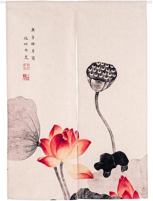 Mr Fantasy Estilo Chino Lotus Pintura De Paisaje Lino Y Algodon