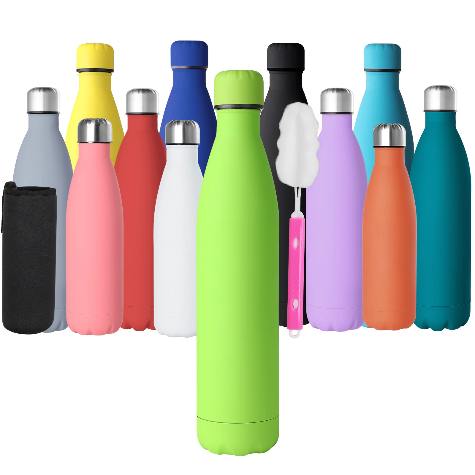 GeeRic Stainless Steel Water Bottle 1 Litre, Double-Walled Vacuum Insulated Metal Water Bottle 12 Hours Hot & 24 Hours Cold Drinks Cycling Bottles for Outdoor Sports Hiking Running 1000ml Green