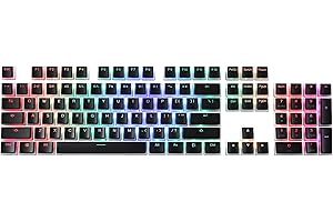 Redragon A130 Black Pudding Keycaps, 104 Keys Standard Doubleshot PBT Keycap Set w/Translucent Layer for Mechanical Keyboard,