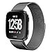 Fitbit Versa Bands, MYRIANN Milanese Loop Wristbands with Magnet Lock Replacement Strap for Women Men Metal Mesh Stainless Steel Band for Fitbit Versa Fitness Smart Watch (Black, Large 6.5