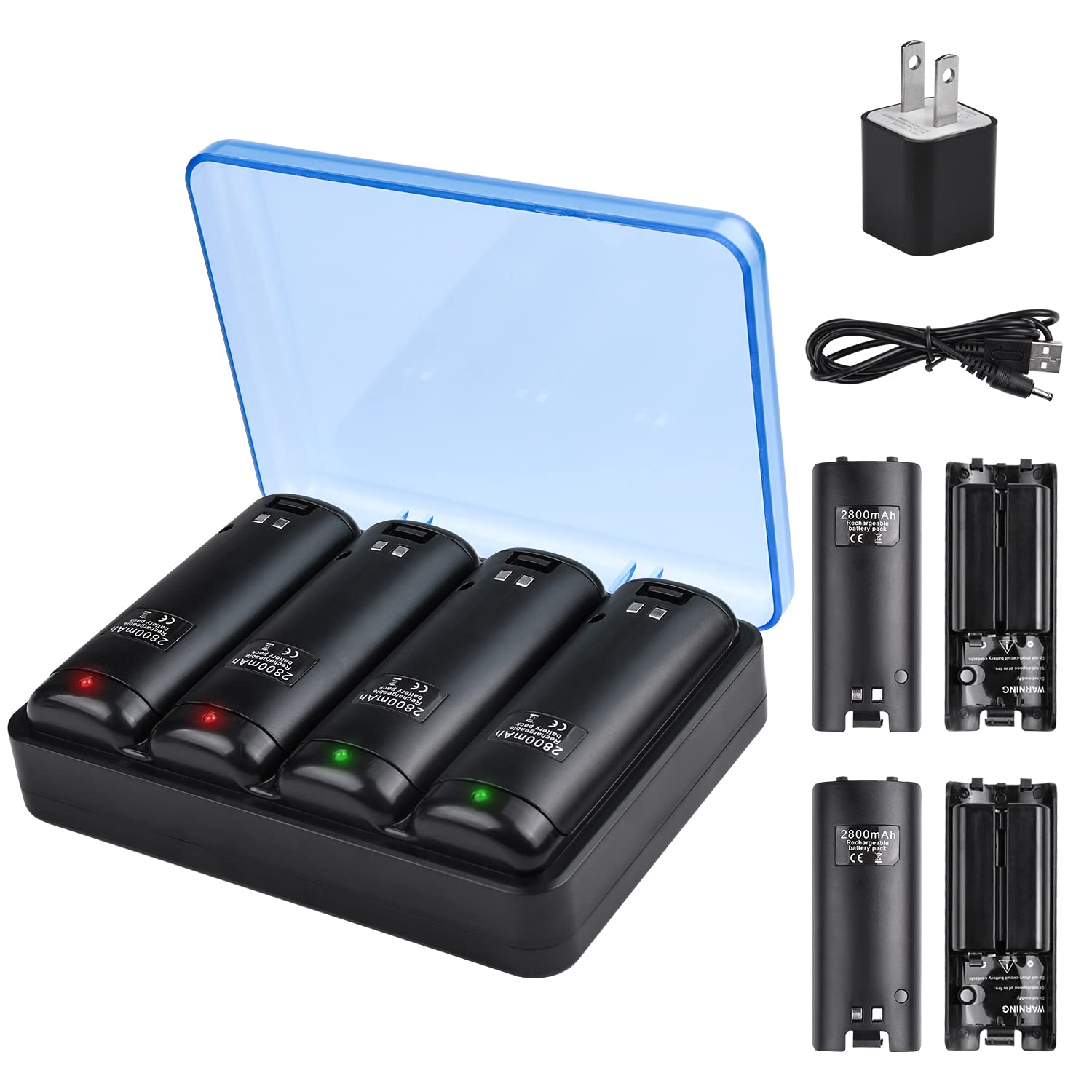 Photo 1 of Upgraded Wii Remote Battery Charger Station, Covanm 4 Port Wii Controller Rechargeable Battery Pack with 4 Rechargeable Batteries for Wii